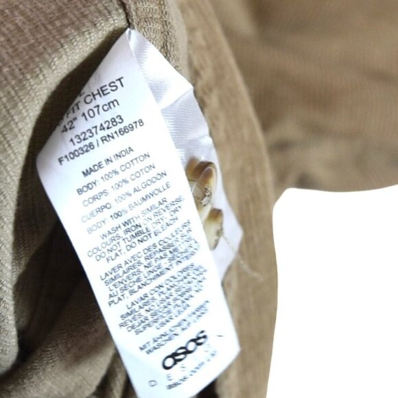 ASOS Monochromatic Corduroy Patchwork Overshirt L Tan Beige Soft Grunge - Picture 7 of 8